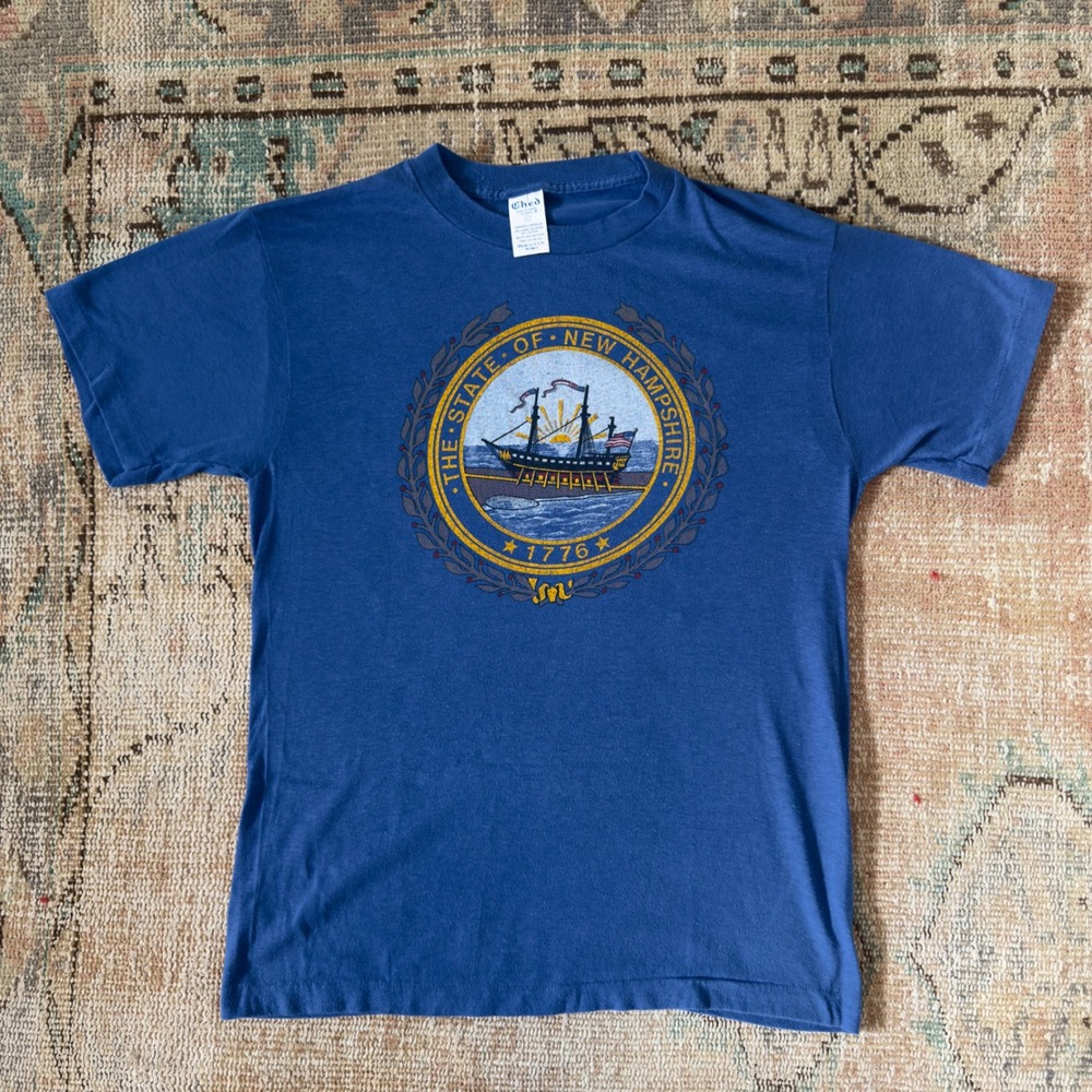 Vintage Ched by Anvil New Hampshire State Seal T-Shirt‎ Blue 50/50 Made in USA L